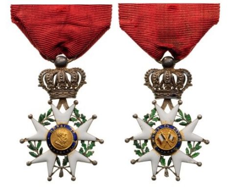 Knight`s Cross, Half-Size, July Monarchy (1830-1848), 5th Class. Breast Badge, Silver, 30 mm, French hallmark "boar`s head", 