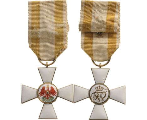 3rd Class Cross, instituted in 1792. Breast Badge, 38 mm, GOLD, maker's mark "S&W", white enameled, finely enameled obverse c