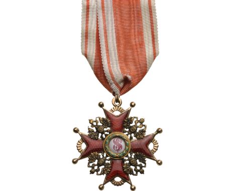 Knight's Cross, 4th Class, instituted in 1765. Breast Badge, 45 mm, GOLD, maker's mark "Edouard", hallmarked "Kokoshnik, 56, 