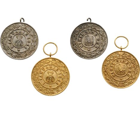 Set 1-2 Classes. Breast Badges, 1st Class 33 mm, gilt Silver; 2nd Class,33 mm, Silver, original suspe suspension ring. 