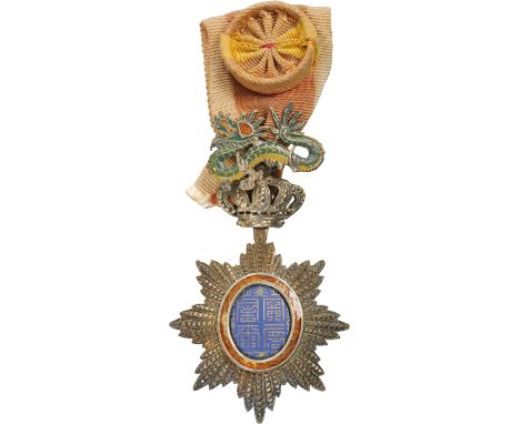 Officer's Cross, 4th Class, instituted in 1886. Breast Badge, 85x49 mm, Silver gilt, brilliant cut rays, central medallion si