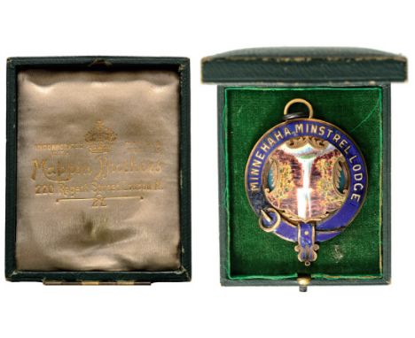 Breast Badge, gilt Silver, 50x41 mm, obverse enameled, reverse plain, maker`s mark "GR", original suspension ring, in case of
