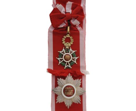 Grand Cross Set, 1st Class, Sultan Khalifas I Bin Said, 1880-1890 Type, instituted in 1875. Sash Badge, 79x62 mm, Silver part