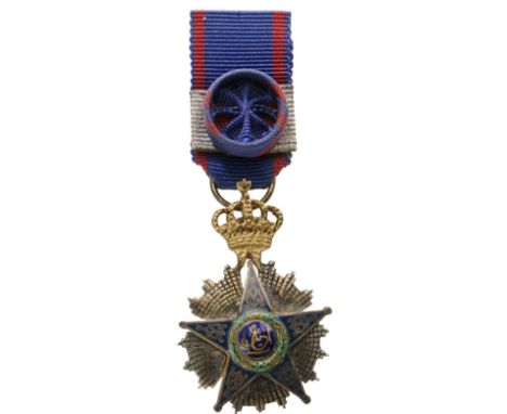 Commander's Cross Miniature, instituted in 1915. Breast Badge, Silver, 30x20 mm, center gilt, one side enameled, with diamond
