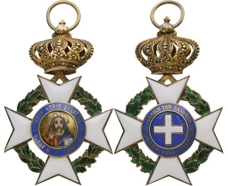 Grand Cross sash badge in gilt silver and enamels; the centre medallion with image of the Christ as â€œPantokratorâ€, large, 