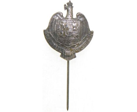 Breast Badge Miniature, 26x22 mm, Silver, with thin long pin on reverse. Rare! I R!