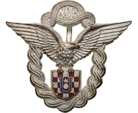 Breast Badge, 58x50 mm, silvered Tombac, by " Knaus - Zagreb", original pin on reverse. Mint condition! I R!
