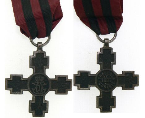Breast Badge for Military, 43 mm, blackened Metal, original suspension ring and ribbon. I