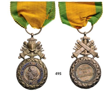 Military Medal, 1870, Army of Versailles Type. Breast Badge, silver partially gilt, 44x27 mm, signed "Barre", most of the ena