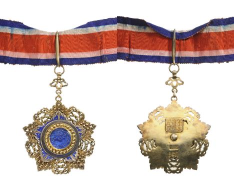 3rd Class, Commander`s Badge, 63 mm, gilt Silver, blue enamel; centre medallion set with a cut, blue stone, smooth reverse, s