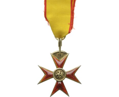 Knight's Cross, instituted in 1884. Breast Badge, 45 mm, gilt Silver, obverse enameled, central medallions gilt silver, with 