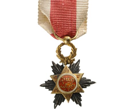 Knight`s Cross Miniature, 5th Class, instituted in 1910. Breast Badge, 22x16 mm, GOLD and Silver, one side enameled, multipar