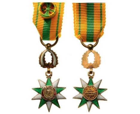 Officer`s Cross Miniature. Breast Badge, gilt Silver, 14 mm, enameled, original suspension ring and ribbon with rosette. I