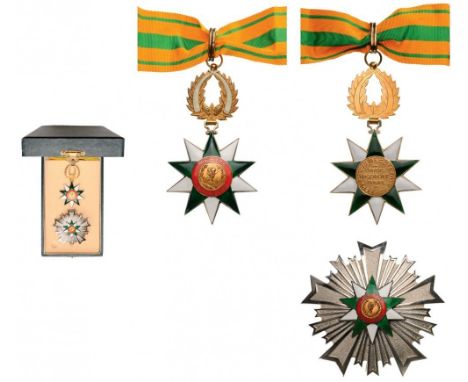 Grand Officer's Set, 2nd Class, instituted in 1970. Neck Badge, 99x55 mm, gilt Silver, maker's mark "A.C. Adrien Chobillon", 