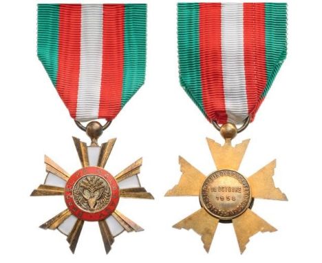 Knight`s Cross. Breast Badge, gilt Silver, 41 mm, French hallmark (crab) and unidentifi ed maker`s mark, enameled, central me