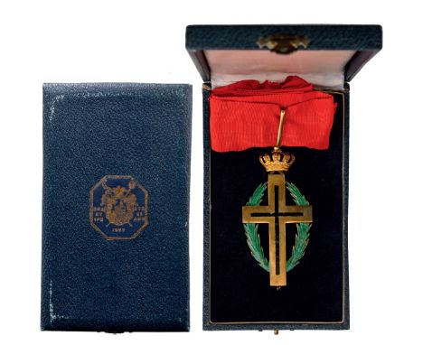 Commander`s Cross. Neck Badge, gilt Silver, 91x43 mm, the cross opens, laurel crown enameled, original suspension ring, loop 