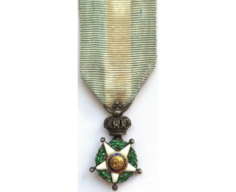 Miniature. Breast Badge, Silver, 20x15 mm, both sides enameled, both central medallions gold, enameled, original suspension r