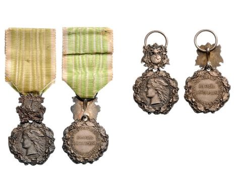 Customs Honor Medal, Indirect Taxes Service Honor Medal. Breast Badges, silver, 28 mm, French hallmark "boar`s head", origina