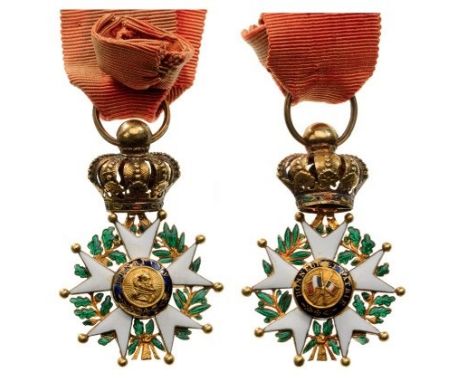 Officer`s Cross, Half-Size, July Monarchy (1830-1848), 4th Class. Breast Badge, GOLD, 30 mm, unreadable hallmark, both sides 