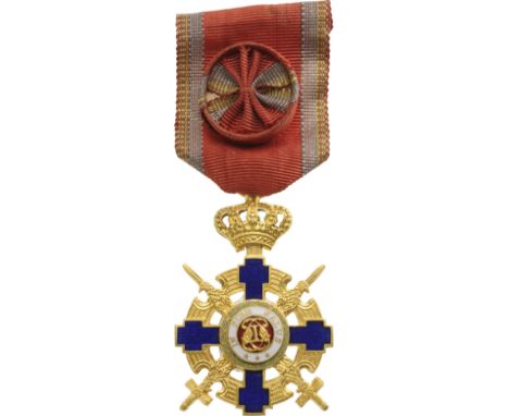 Officer 's Cross, 2nd Model (1938), for Military. Breast Badge, 60x41 mm, Bronze gilt, both sides red enameled, obverse medal