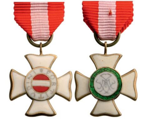 Knight`s Cross Miniature, instituted in 1757. Breast Badge, 21x18 mm, gilt Silver, "ROTHE" production, both sides enameled, o