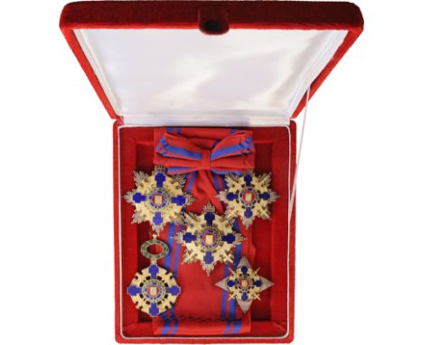 Presentation Set. Grand Cross Set, Civil. Sash Badge, 97x60 mm, Metal gilt, enameled, suspension ring, long sash. Breast Star