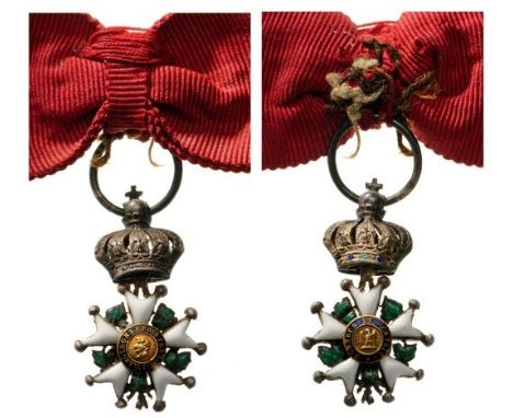 Knight`s Cross Miniature, 2nd Empire (1852-1870). Breast Badge, Silver, 12 mm, enameled, central medallions GOLD, enameled, o