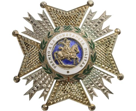 "Commandator da Numero", Grand Officer's Star, instituted in 1815. Breast Star, 54 mm, gilt Silver, repierced rays, superimpo