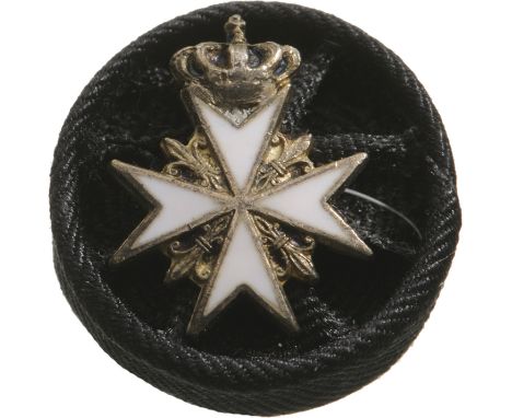 Breast Badge Rosette, 13 mm, Silver and Cloth, one side enameled, original crown and rosette. A rare and interesting miniatur