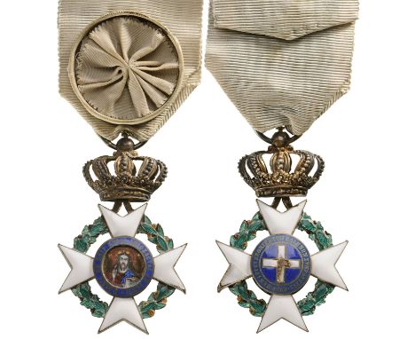 Officer`s Cross, 4th Class, 2nd Type, instituted in 1833. Breast Badge, 52x34 mm, gilt Silver, both sides enameled (damages),
