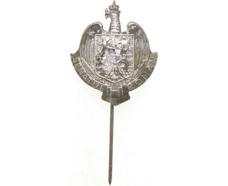 Breast Badge Miniature, 26x22 mm, Silver, with thin long pin on reverse. Rare! I R!