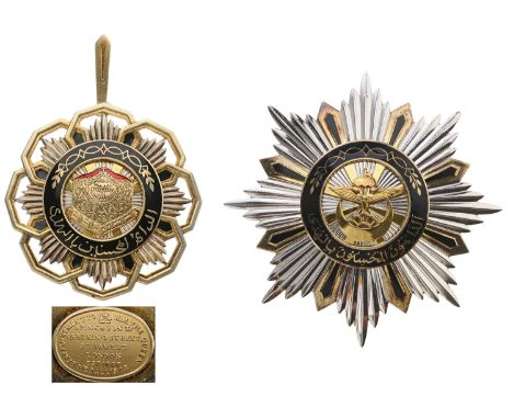 Grand Cross Set, 1st Class, instituted in 1954. Sash Badge, 59 mm, gilt Silver, maker's mark "Spink&Son, London", one side en