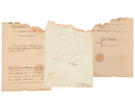 2nd Class, Commander's Cross, Awarding Document. Printed paper, 213x297 mm, awarded to an Italian citizen, dated 1846. Seal, 
