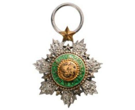 Officer's Cross Miniature, 4 th Class, instituted in 1949. Breast Badge, 21 x 18 mm, silvered Metal, maker's mark "Arthus Ber