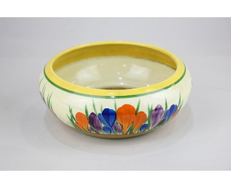 A Clarice Cliff Bizarre crocus pattern bowl, 20cm diameter