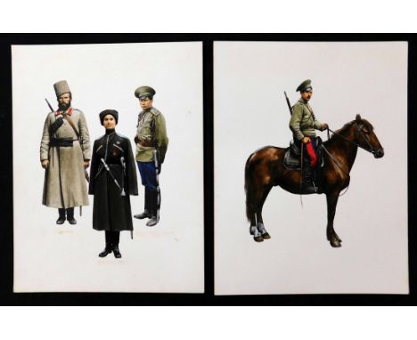 PIERRE TURNER (1943-2011), two well executed original pen, ink and watercolour military uniform illustrations, both original 