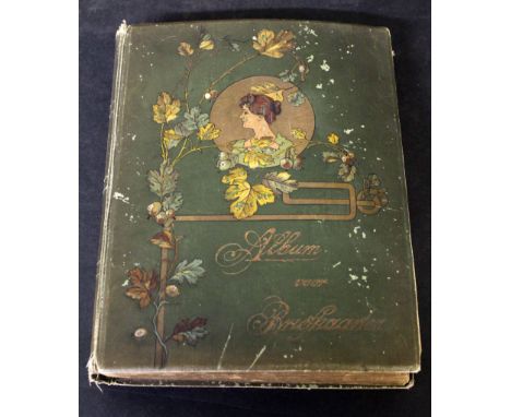 Old postcard album circa 290 cards predominantly early, many undivided backs with military including five Boer War, Lord Robe
