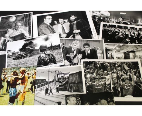 Collection of approx 45 monochrome and 14 colour Press Association/A P Leaf desk photos, mostly pertaining to Manchester and 