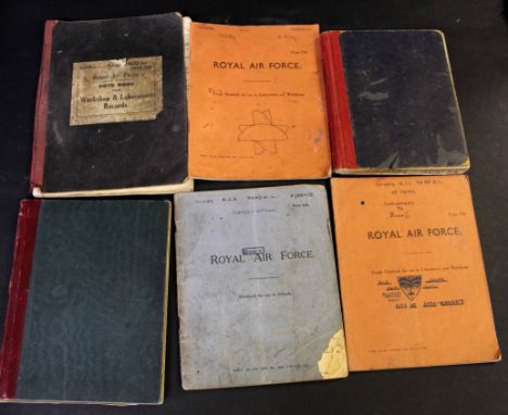 FIVE WWII PERIOD ROYAL AIR FORCE MANUSCRIPT NOTEBOOKS by 1603284 E L Read, variant bindings (5)  