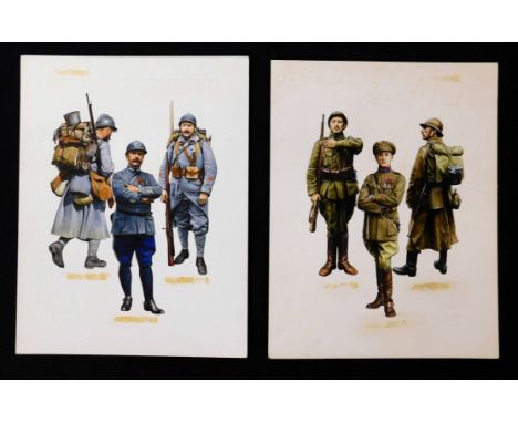 PIERRE TURNER (1943-2011), two well executed original pen, ink and watercolour military uniform illustrations, both original 