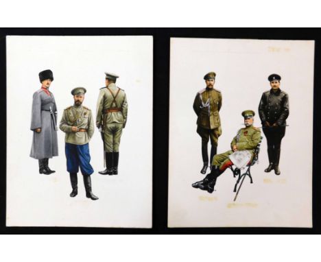 PIERRE TURNER (1943-2011), two well executed original pen, ink and watercolour military uniform illustrations, both original 
