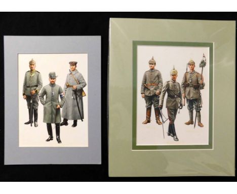 PIERRE TURNER (1943-2011), two well executed original pen, ink and watercolour military uniform illustrations, both original 