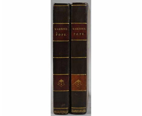JOSEPH WARTON: AN ESSAY ON THE GENIUS AND WRITINGS OF POPE, London, W J &amp; J Richardson &amp; Others, 1806, 5th edition, c