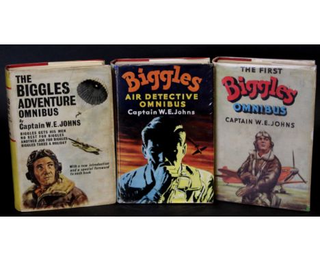W E JOHNS: 3 titles: THE FIRST BIGGLES OMNIBUS, 1953, 1st edition, original cloth, dust-wrapper; THE BIGGLES AIR DETECTIVE OM