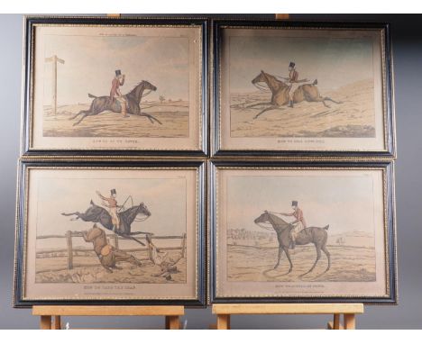 A set of four early 19th century hand-coloured sporting prints, in Hogarth frames,&nbsp;a late 19th century hand-coloured pri