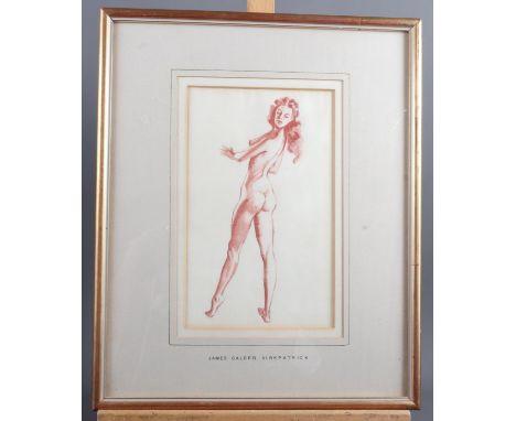 James C Kirkpatrick: a screen print of a nude and a Dutch lithograph of Kasteel "Ovo Poelgeest" in Oegstgeest, in strip frame