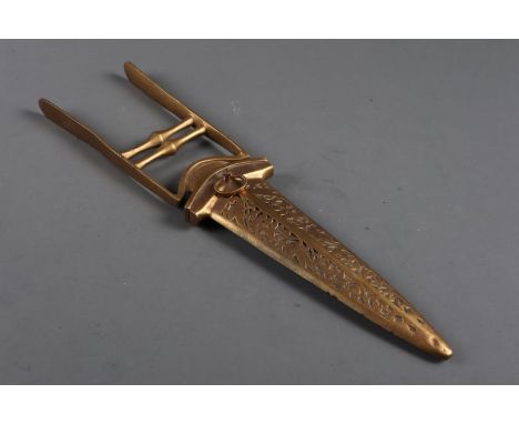 A 19th century katar dagger with pierced and engraved scabbard, 11 1/2" long overall (later gilt painted)