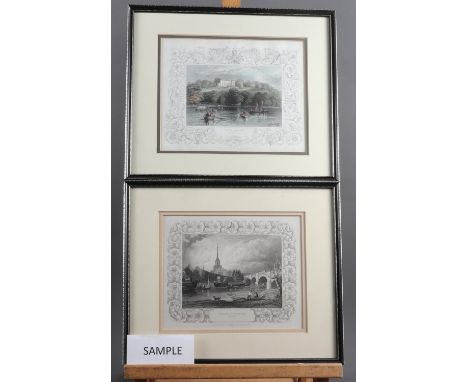 Five Tombleson prints, Thames scenes, in strip frames, a 19th century engraving, Henley-on-Thames, three unframed Tomblesons 