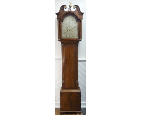 A mahogany 8-day Longcase Clock, W. Ballantyne, Edinburgh, the 12in arched silvered dial with chapter ring and engraved decor