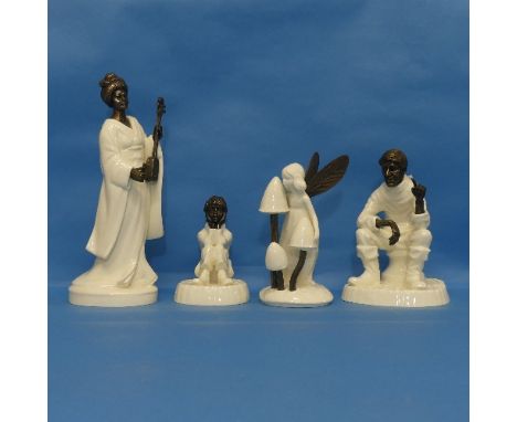 A quantity of four Minton bronze and ivory Figures, to include 'Meadowsweet', 'Spellbound', 'Geisha' and 'Travellers Tales', 